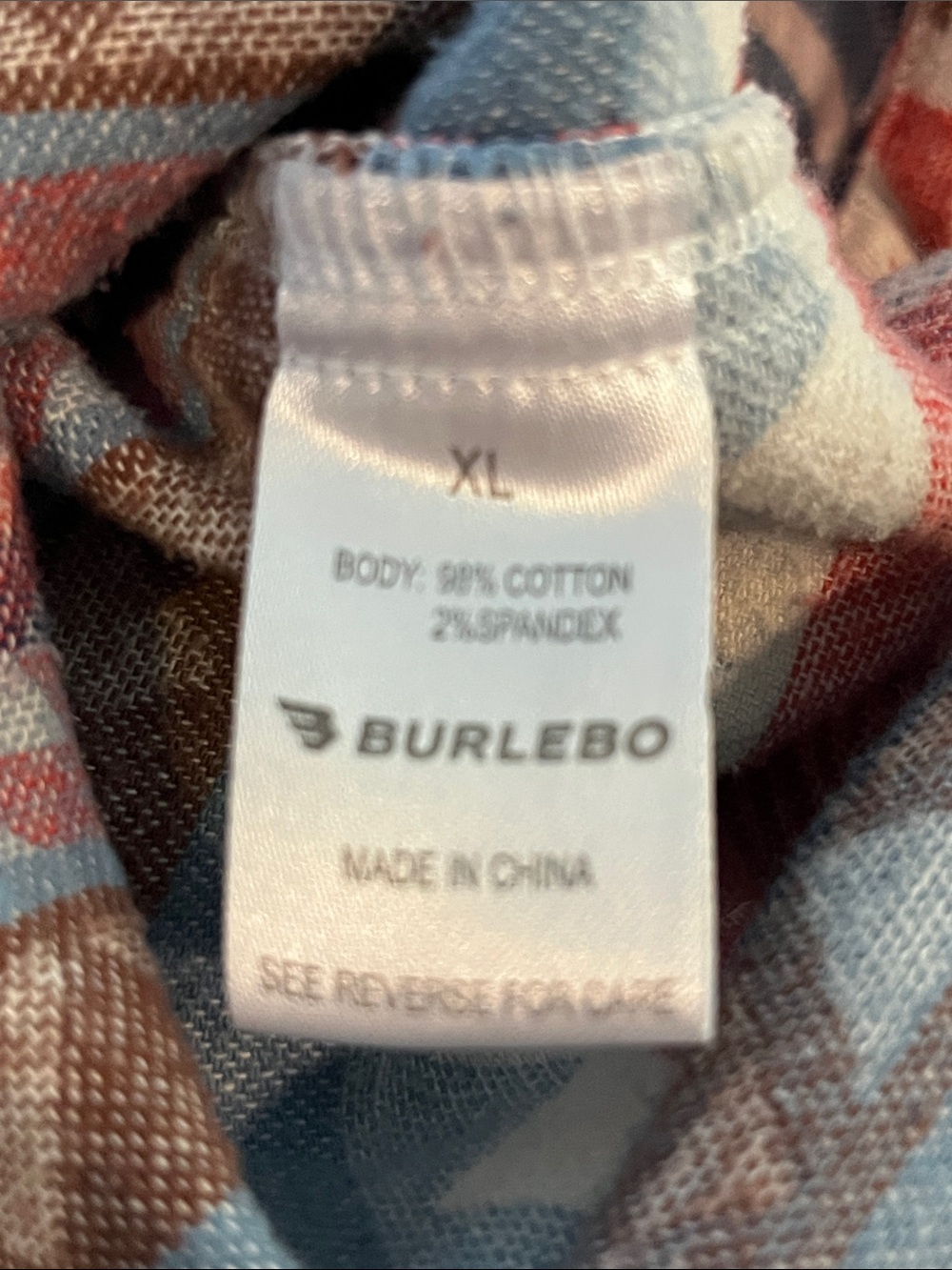 Burlebo Patterned Button-Up Shirt Jacket in Light Blue and Red Sz XL - Picture 10 of 10